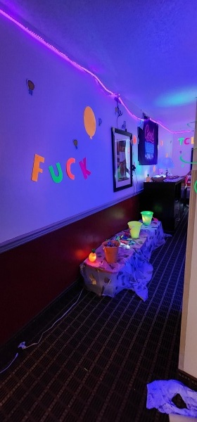 Decorated Friends of Ellis Hotel Takeover room
