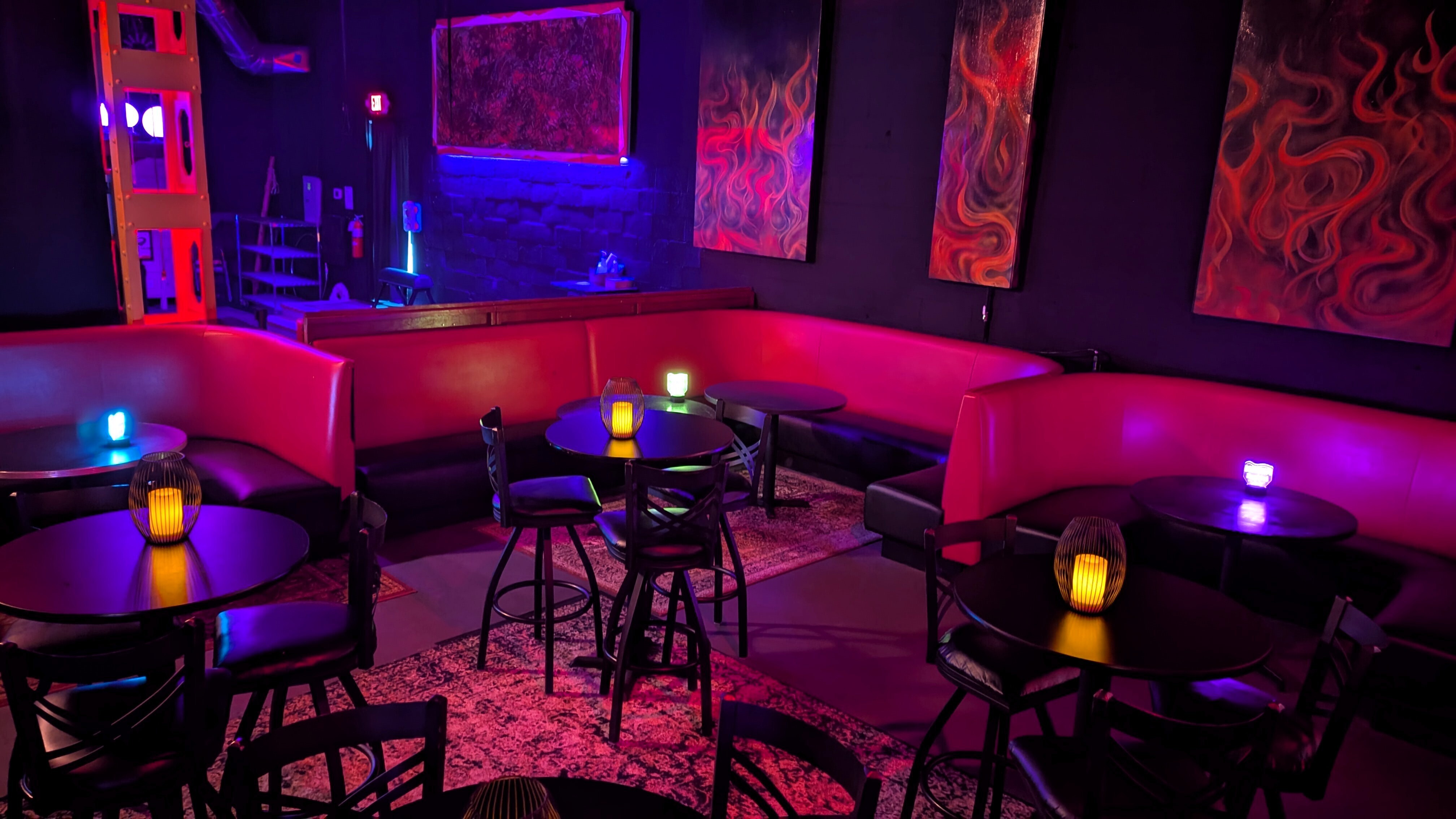 The Shop main lounge with warm lighting and intimate seating