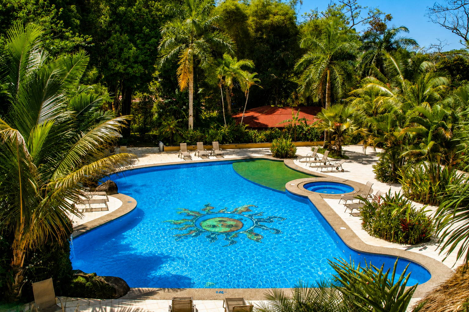 View of pool from 2nd floor of two story accommodations wing.