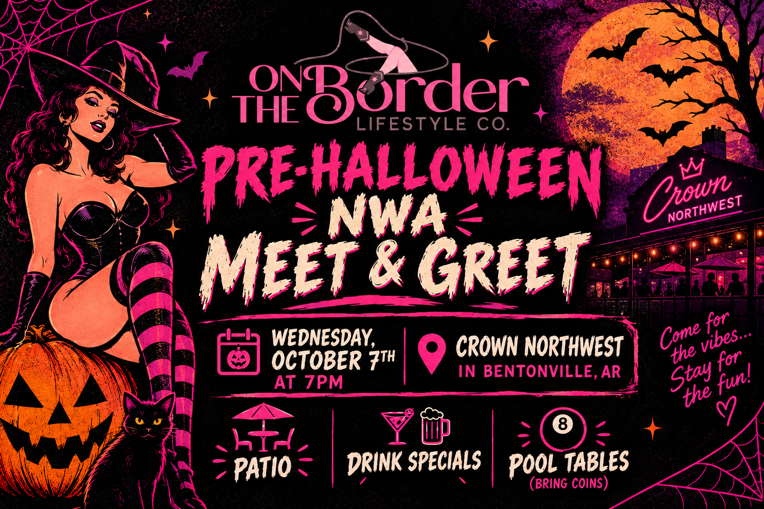 Pre-Halloween NWA Meet & Greet — On The Border Lifestyle Co. — Wednesday October 7th at 7PM, Crown Northwest, Bentonville AR
