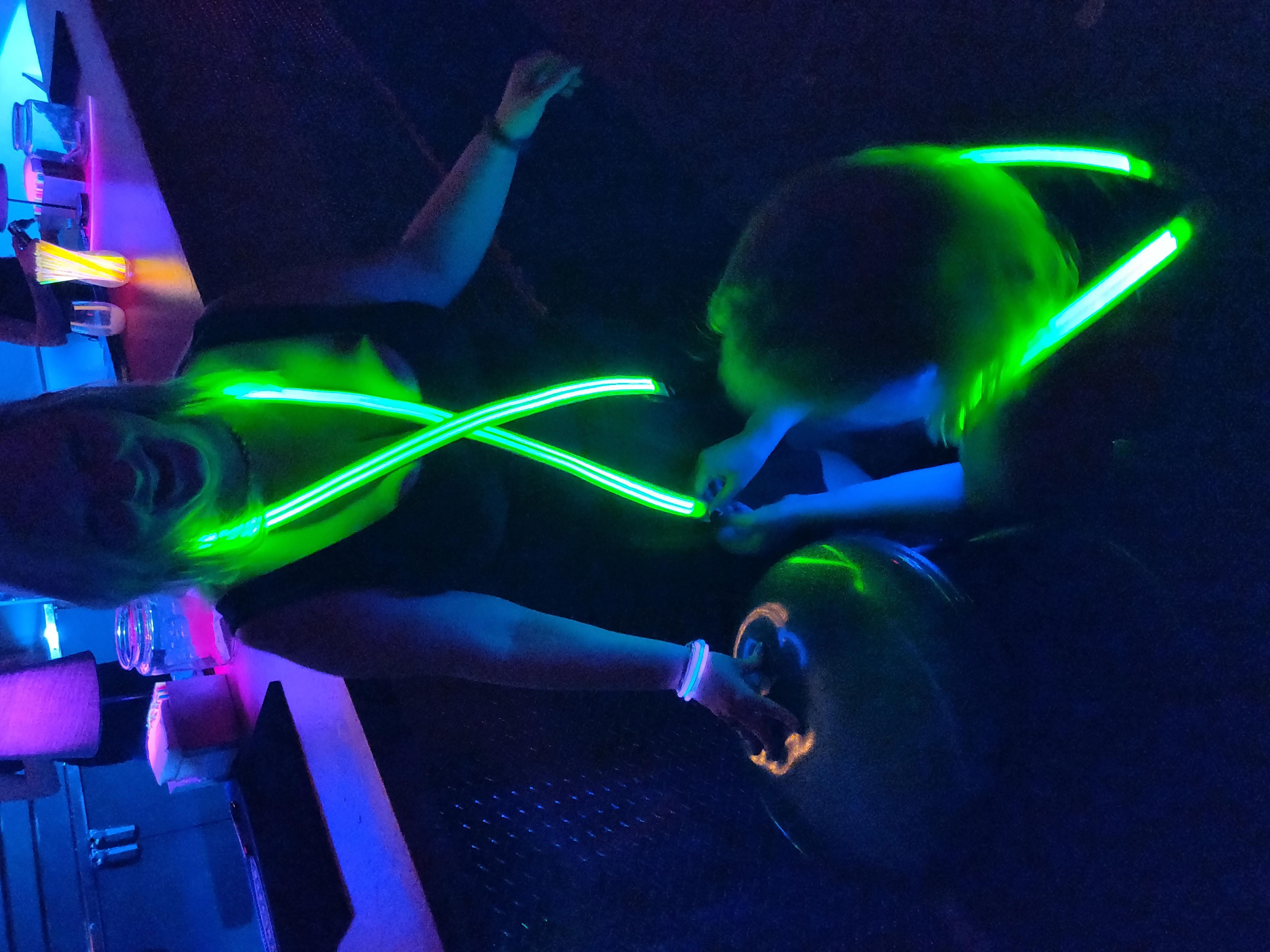 Neon Glowgasm outfit under blacklight